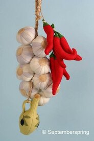 Patroonblad Knoflook, pepertje en olijfkruik.