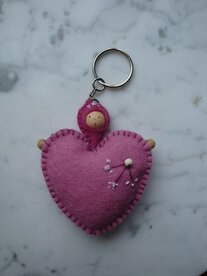 Sleutelhanger hartje roze