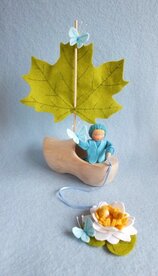Patroonblad klompje varen blauw/roze