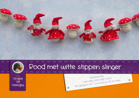 Pakket Rood met witte stippen slinger