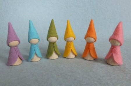 Pakket Zes regenboogkabouters pastel