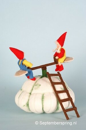 Patroonblad Pattison-pompoen met kabouterwipwap