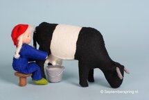 Patroonblad De boerin melkt de Koe.