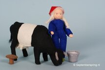 Patroonblad De boerin melkt de Koe.