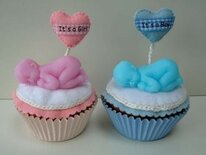 Materiaal pakket Cupcake met baby zeepje blauw